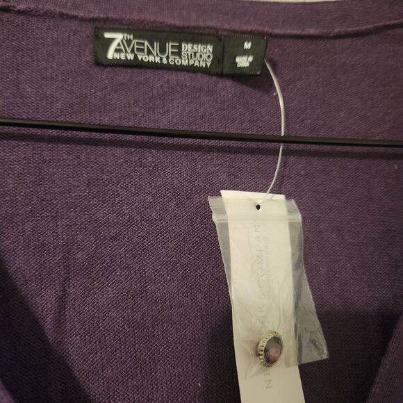 New York & Company 7th Avenue Design Studio Purple Cardigan‎ Women's Size M - Picture 3 of 6